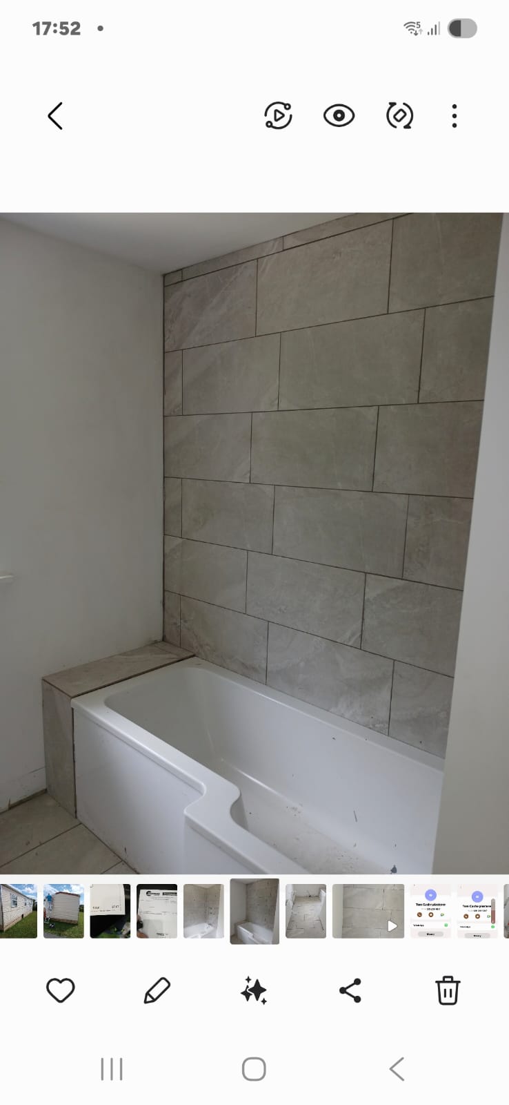 Wall tiling — clips to grouted finish — after