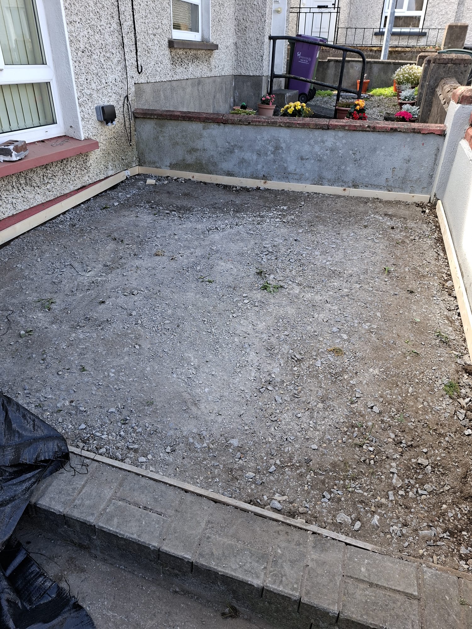 Rear yard base prepped for paving