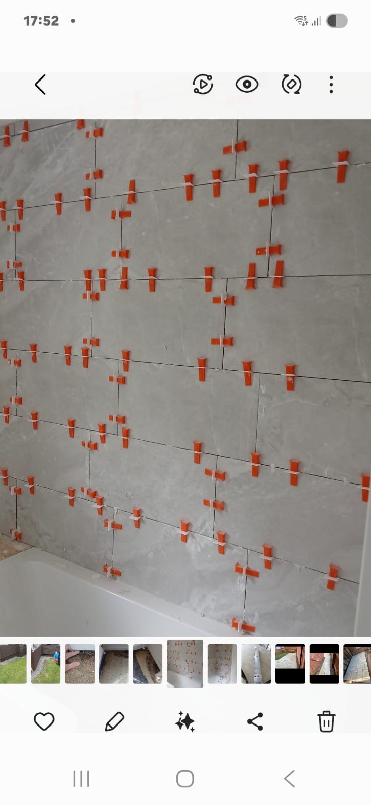 Bath surround — tiling to finish — before