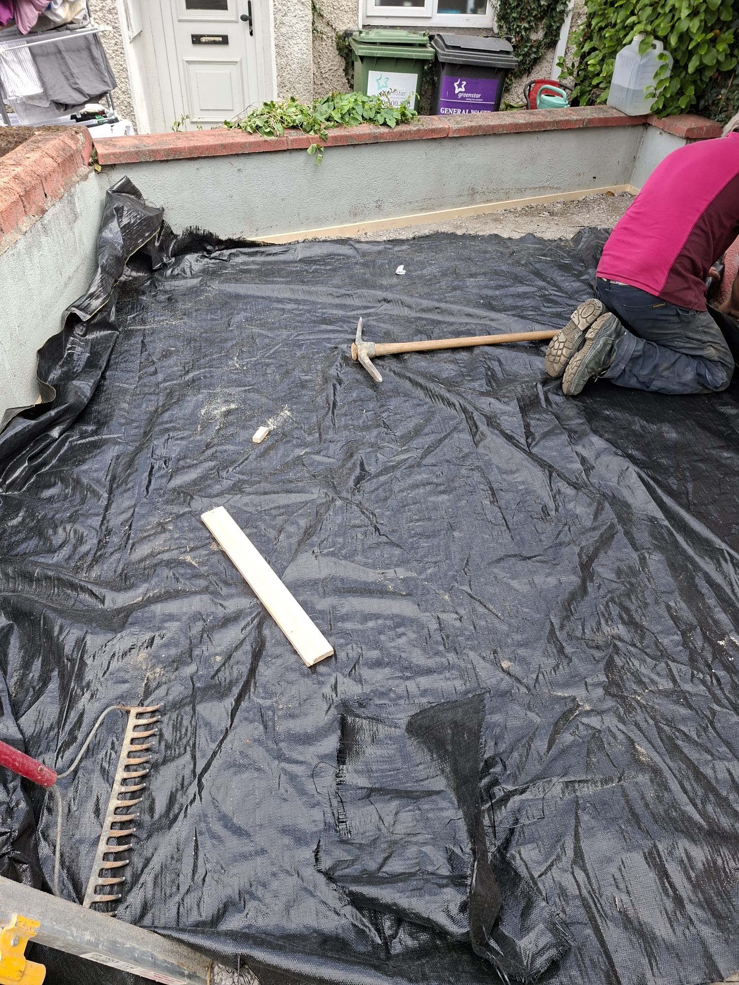 Artificial grass installation — before